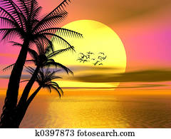 Colorful Tropical sunset, sunrise Colorful Tropical sunset, sunrise