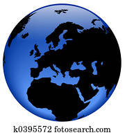 globo, vista, -, europa