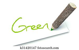 Green concept, ecology wooden pencil tree trunk