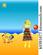 little girl playing at seaside little girl playing at seaside