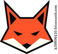 raposa, rosto, logotipo, vetorial, ícone
