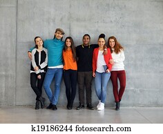 קבץ, של, אופנתי, צעיר, אוניברסיטה, סטודנטים, ב, קמפוס