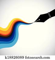 fountain pen nib and flowing colorful ink - creativity concept vector. This graphic also represents artistic ability, drawing, painting, writing talent and skill, creativity fountain pen nib and flowing colorful ink - creativity concept vector. This graphic also represents artistic ability, drawing, painting, writing talent and skill, creativity