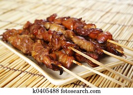 galinha, satay