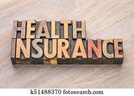 gezondheid verzekering, woord, abstracte, in, hout, type