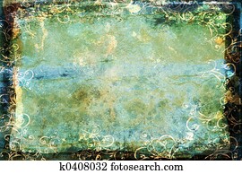 grunge blue-green background with swirl border grunge blue-green background with swirl border