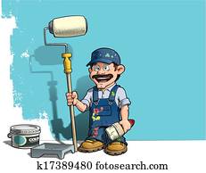 heimwerker, -, wand, lackierer, blaue uniform heimwerker, -, wand, lackierer, blaue uniform
