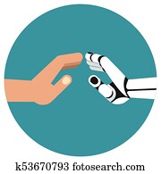 robô, mãos humanas