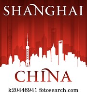 shanghai, china, stadt skyline, silhouette, roter hintergrund shanghai, china, stadt skyline, silhouette, roter hintergrund