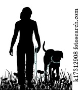 ללכת, עם, כלב, ב, ה, אחו