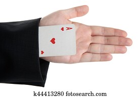 card ace of hearts from the sleeve of jacket