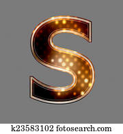 Christmas letter S with glowing light texture