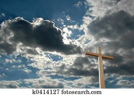 crucifixos, contra, luminoso, nuvens