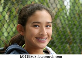 feliz, menina adolescente