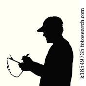 Man Holding and Writing on Clipboard