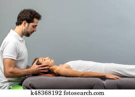 osteopath, fazendo, cranial, terapia, ligado, child.