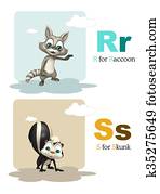 Raccoon and Skunk with Alphabate Raccoon and Skunk with Alphabate