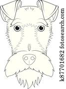 טריר של שועל, כלב, קל, לצבוע, ציור היתולי, וקטור, illustration., הפרד, בלבן, רקע