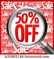 50%, van, verkoop, woord, wolk