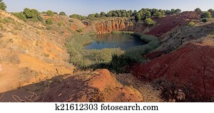 Bauxite Mine with Lake at   Otranto   Italy