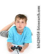 Child playing computer games.