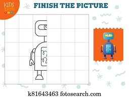 Copy and complete the picture vector blank game, illustration Copy and complete the picture vector blank game, illustration