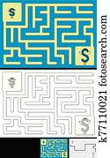 leicht, alphabet, labyrinth, -, buchstabe s leicht, alphabet, labyrinth, -, buchstabe s