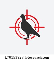 יונה, צללית, איקון, אדום, כוון