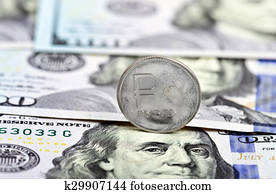 coin one ruble against dollars