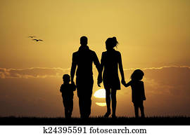 happy family at sunset happy family at sunset