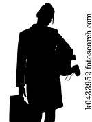 Silhouette With Clipping Path of Working Mom Silhouette With Clipping Path of Working Mom