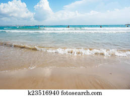 Waves lapping on the shore