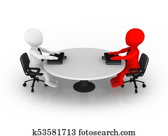 3d small business people sitting at round table 3d small business people sitting at round table