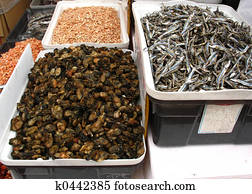 Dried mussels, shrimp and fish