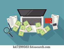 geld verdienend, online, und, kosten, steuerung, begriff geld verdienend, online, und, kosten, steuerung, begriff