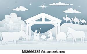 nativité, noël, chrétien, scène