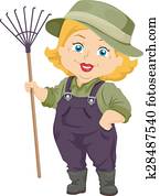 Senior Woman Gardening Rake