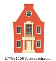 Urban retro colonial style building cartoon Urban retro colonial style building cartoon