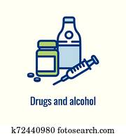 סמם, &, כוהל, תלות, איקון, -, מראה, התמכרות לסמים, דימויים