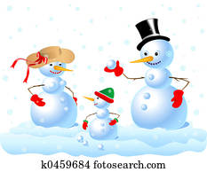 Happy Snowman Family