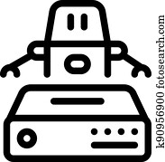 אוטומציה, תגמר, ללמוד, קו, איקון, וקטור, דוגמה