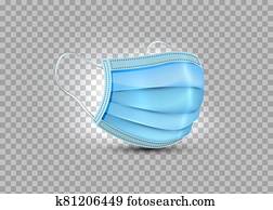 3d, מציאותי, וקטור, בטיחות, נשום, mask,, בית חולים, נשום, רפואי, של נשימה, צפה, mask., covid-19, protection., מסכה כירורגית, הפרד, ב, שקוף, רקע