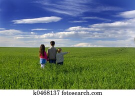 crianças, em, capim