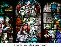 glasmalerei, -, krippenspiel