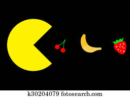 Pac-Man eats fruit Pac-Man eats fruit