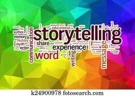 Storytelling concept word cloud  on a low poly background