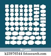 vector set of 70 retro label shapes for design