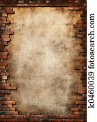 ziegelmauer, grungy, rahmen
