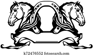 שני מוביל, של, סוסים, ו, פרסה