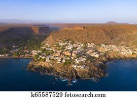 Aerial view Cidade Velha city  in Santiago - Cape Verde - Cabo Verde